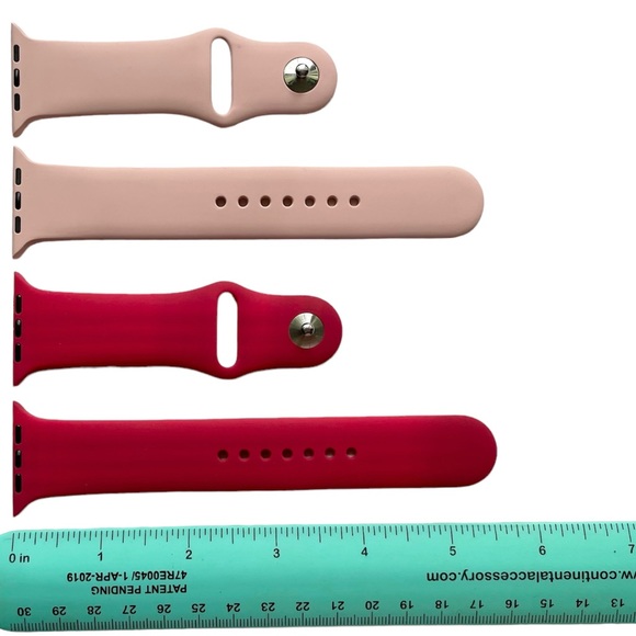 2 NEW Silicone Sport Bands Apple Watch 44/45mm M/L Rose Red Pink - Picture 2 of 7